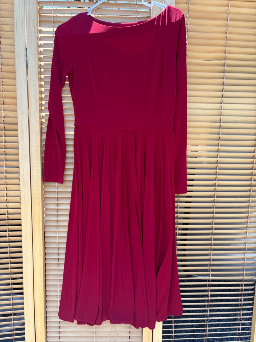 Coldwater Creek Long Sleeve Wine Red Fit & Flare Dress